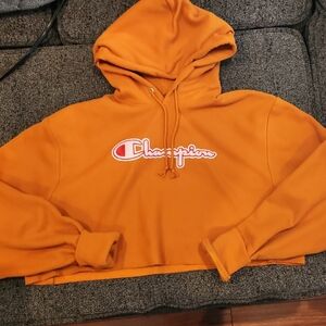Champion Orange Cropped Hoodie